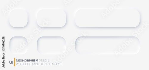 White buttons in Neomorphism design style. Vector illustration EPS 10