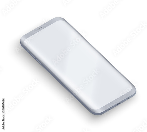 Smartphone presentation mockup. Sample frameless model smartphone with touchscreen showcase. Technology application mockup.