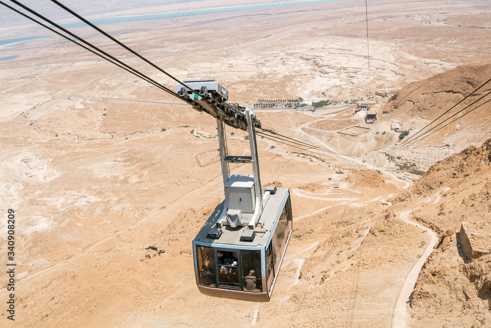 Gondola in the desert at the Dead Sea up to Masada Gondola in the desert at the Dead Sea up to Masada