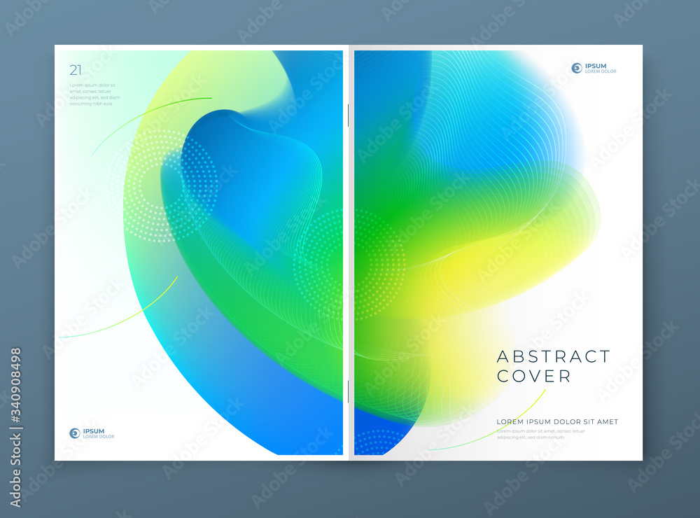 Fototapeta premium Liquid Abstract Cover Background Design. Fluid Dynamic Graphic Element for Modern Brochure, Banner, Poster, Flyer or Presentation Template with Line Pattern. Color Flow Frame illustration.