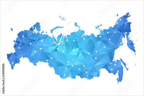 Russia Map - Abstract geometric rumpled triangular low poly style gradient graphic on white background , line dots polygonal design for your . Vector illustration eps 10
