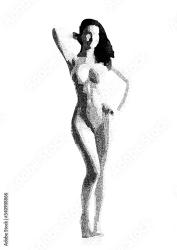 Sketch drawing of a girl posing.