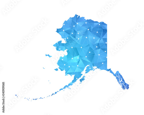 Alaska Map - Abstract geometric rumpled triangular low poly style gradient graphic on white background , line dots polygonal design for your . Vector illustration eps 10.