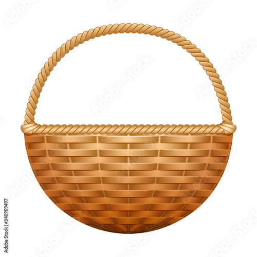 Basket vector icon. Realistic vector icon isolated on white background basket.