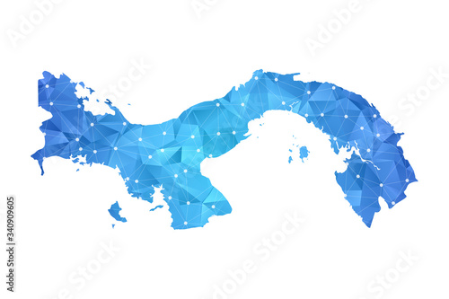 Panama Map - Abstract geometric rumpled triangular low poly style gradient graphic on white background , line dots polygonal design for your . Vector illustration eps 10.