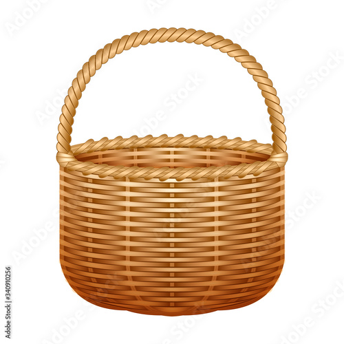 Basket vector icon. Realistic vector icon isolated on white background basket.