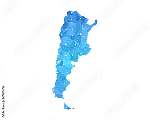 Argentina Map - Abstract geometric rumpled triangular low poly style gradient graphic on white background , line dots polygonal design for your . Vector illustration eps 10.