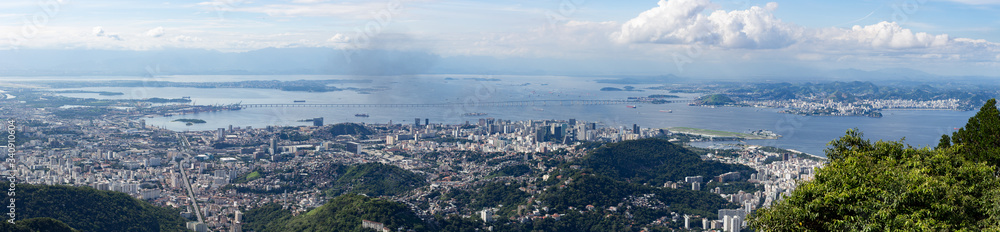 Large panoramic view of Rio de Janeiro from the hills 