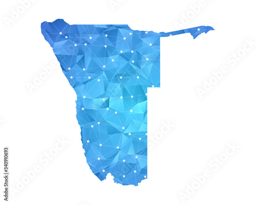 Namibia Map - Abstract geometric rumpled triangular low poly style gradient graphic on white background , line dots polygonal design for your . Vector illustration eps 10.