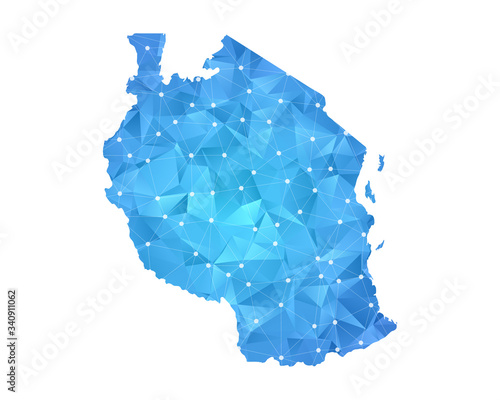 Tanzania Map - Abstract geometric rumpled triangular low poly style gradient graphic on white background , line dots polygonal design for your . Vector illustration eps 10.