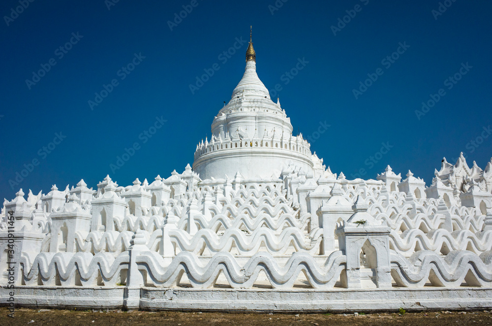 White pagoda of Hsinbyume - Mya Thein Dan pagoda in Mingun, Myanmar White pagoda of Hsinbyume - Mya Thein Dan pagoda in Mingun, Myanmar