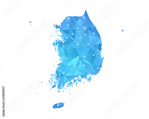 South Korea Map - Abstract geometric rumpled triangular low poly style gradient graphic on white background , line dots polygonal design for your . Vector illustration eps 10.