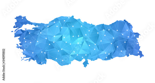 Turkey Map - Abstract geometric rumpled triangular low poly style gradient graphic on white background , line dots polygonal design for your . Vector illustration eps 10