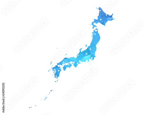 Japan Map - Abstract geometric rumpled triangular low poly style gradient graphic on white background.