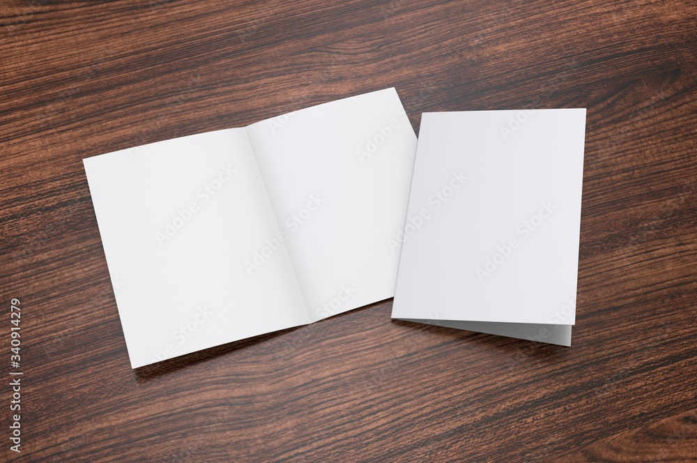 Blank half fold brochure template for mock up and presentation design. 3d render illustration. Blank half fold brochure template for mock up and presentation design. 3d render illustration.