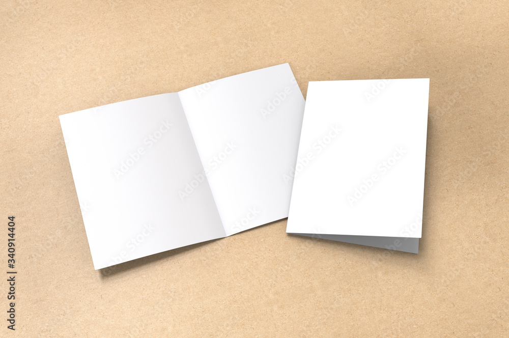 Blank half fold brochure template for mock up and presentation design. 3d render illustration. Blank half fold brochure template for mock up and presentation design. 3d render illustration.