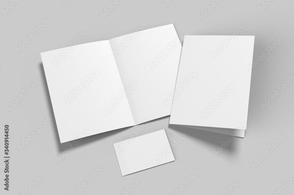 Blank half fold brochure template for mock up and presentation design. 3d render illustration. Blank half fold brochure template for mock up and presentation design. 3d render illustration.