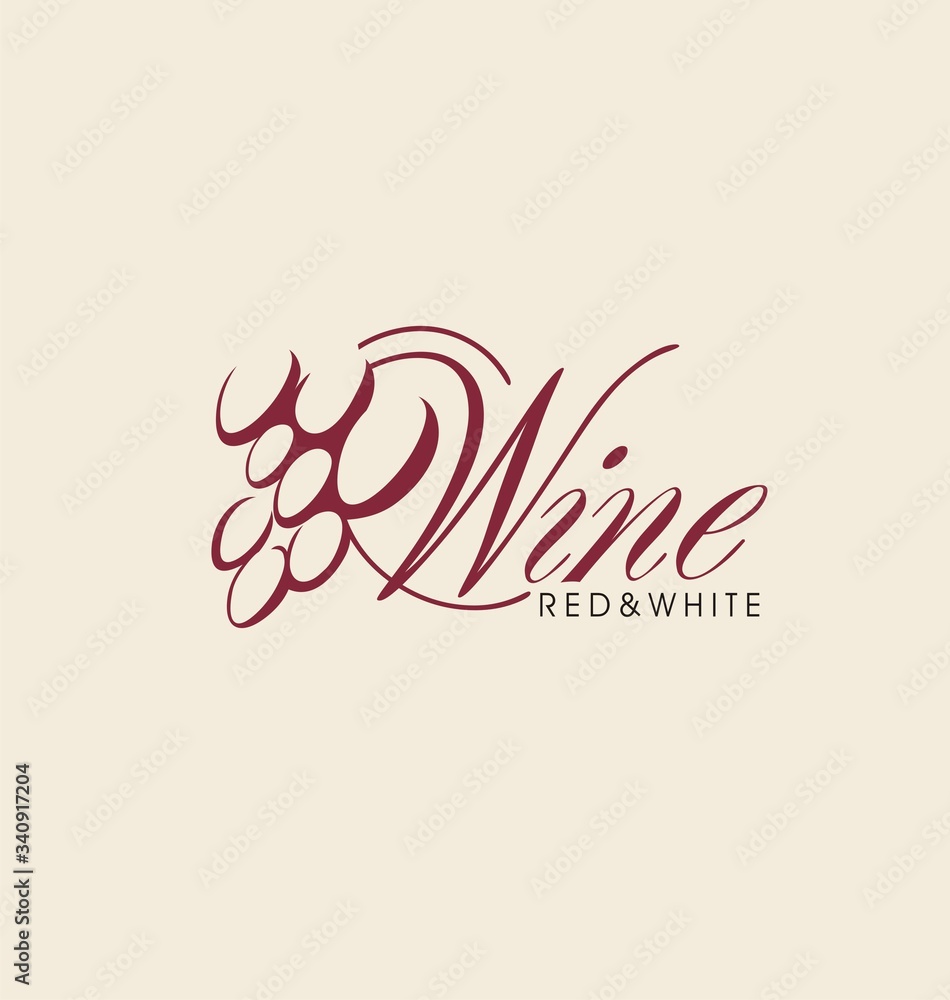 Wine logo design with creative typography and grapes graphic. Vector logotype for wine cellar or vineyards business. Drinks symbol idea. Wine logo design with creative typography and grapes graphic. Vector logotype for wine cellar or vineyards business. Drinks symbol idea.