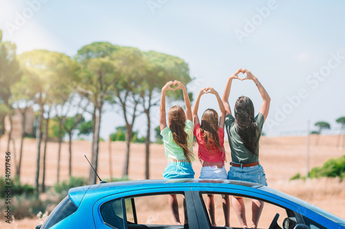 Summer car trip and young family on vacation