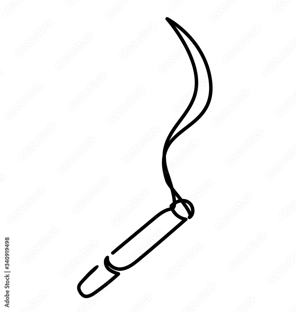 cigarette in a continuous line vector illustration on a white background cigarette in a continuous line vector illustration on a white background