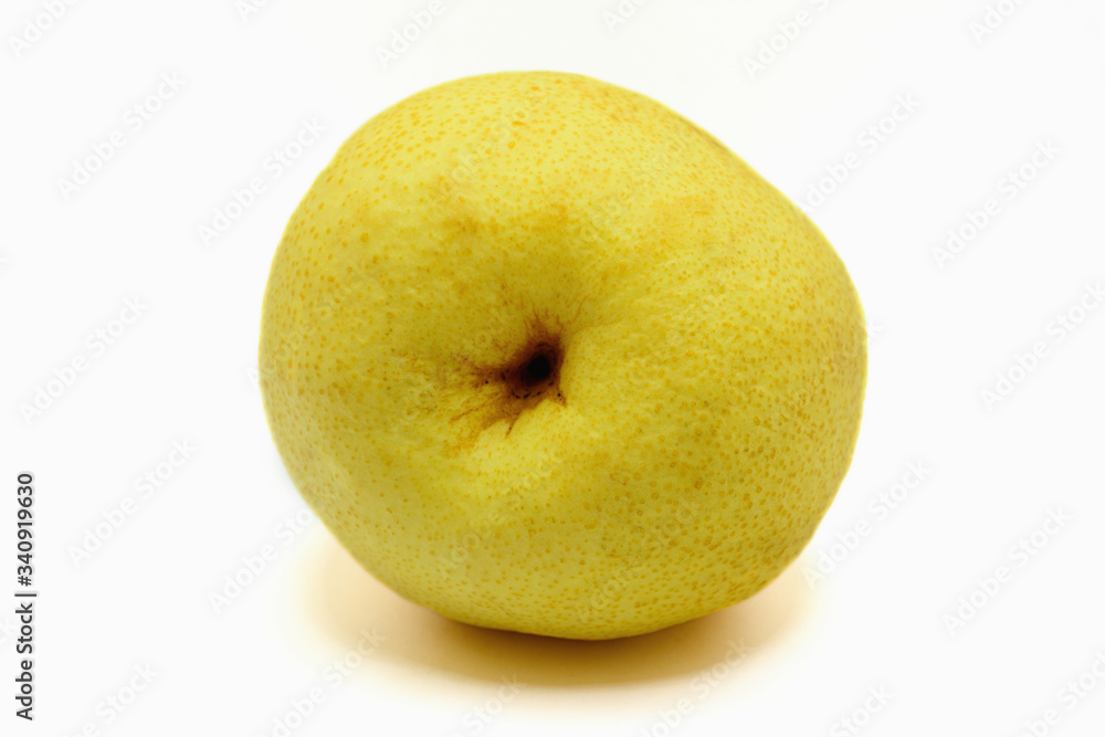 Yellow gold chinese pear on white background. Yellow gold chinese pear on white background.