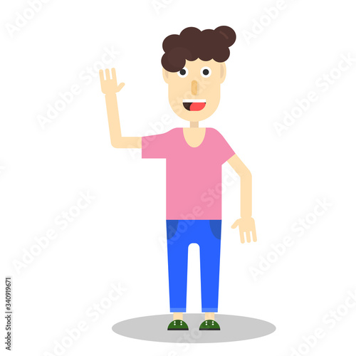 Young man waving hand vector graphics