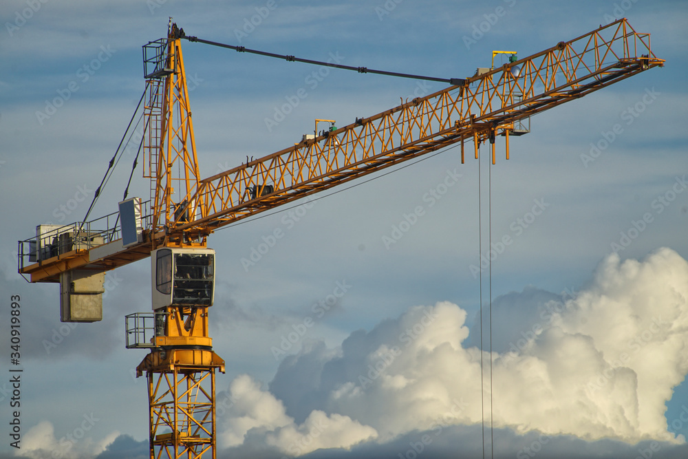 Yellow construction crane
