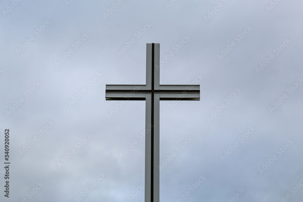 Popes Cross on cloudy dull sky in Phoenix Park, Dublin.