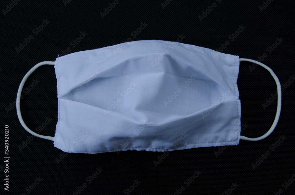 Virus spreader protection mouth and nose closing with white clothes mask Virus spreader protection mouth and nose closing with white clothes mask