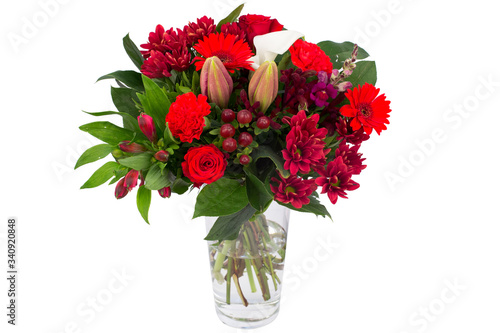 Colorful flower bouquet in a vase isolated
