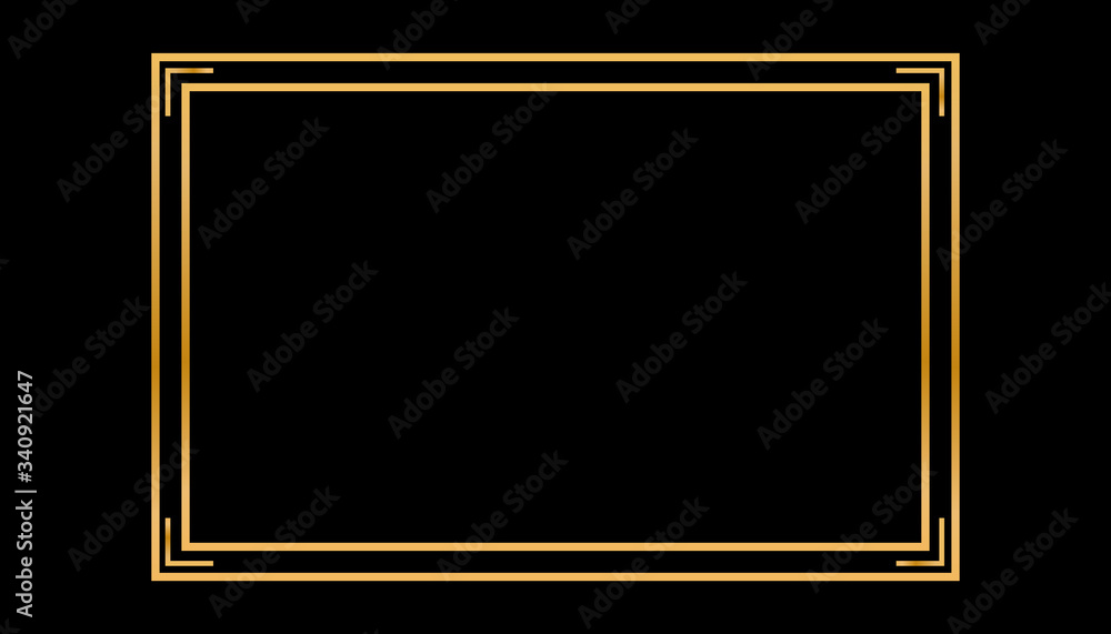 Gold shiny glowing vintage frame. Golden frame for your design, there is a place for text. Vintage cover. Vintage beautiful rectangular frame.