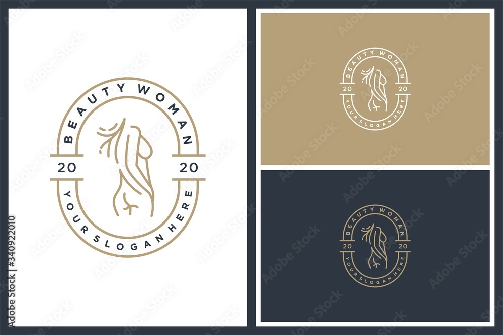 Fototapeta premium woman minimlais logo design vector