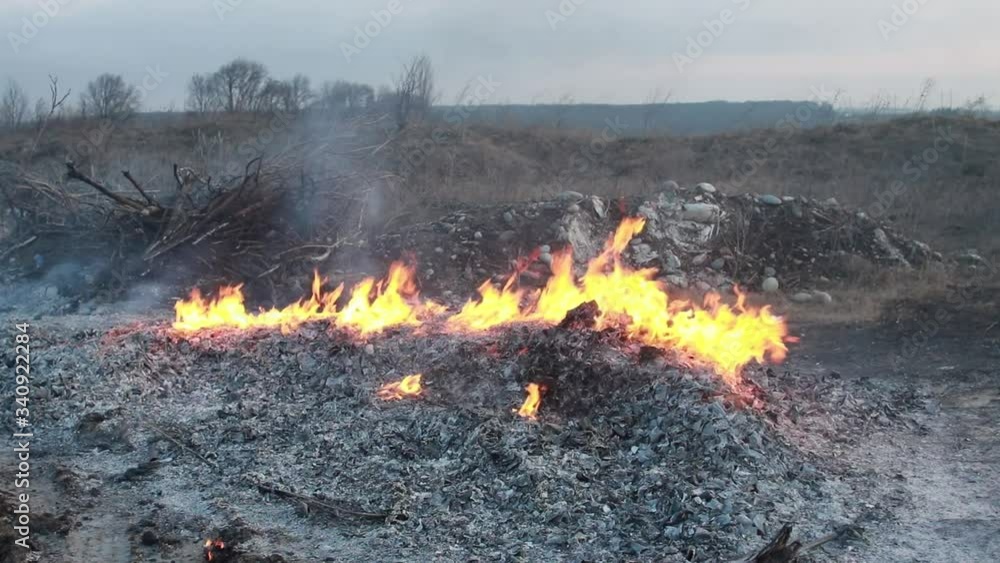 Illegal burn refuse. Fires destroying and causing air pollution