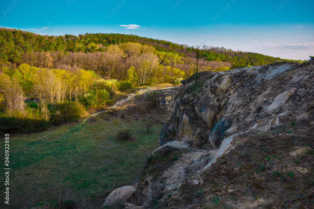 Fototapeta premium Spring trip to nature to quarry in the Czech Republic.