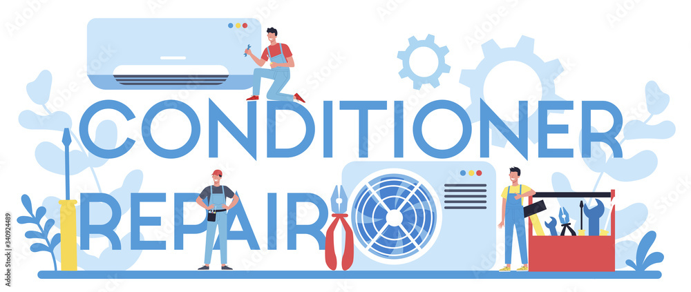Air conditioning repair and instalation service typographic header