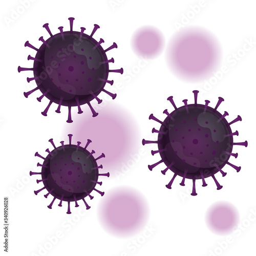 Illustration graphic vector of Corona virus, infection in Wuhan. purple virus, white background, epidemic, covid-19 pandemic