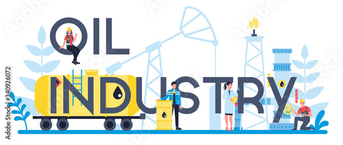 Oilman and petroleum industry typographic header concept.