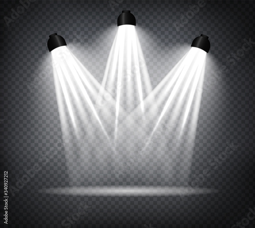 Scene illumination from above, transparent effects. Spotlight
