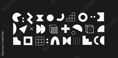 Set of vector geometric shapes and textures. Trendy graphic elements for your unique design.
