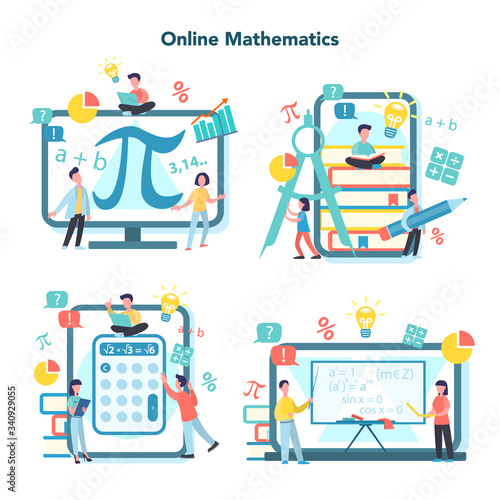 Online math course set. Learning mathematics in internet,