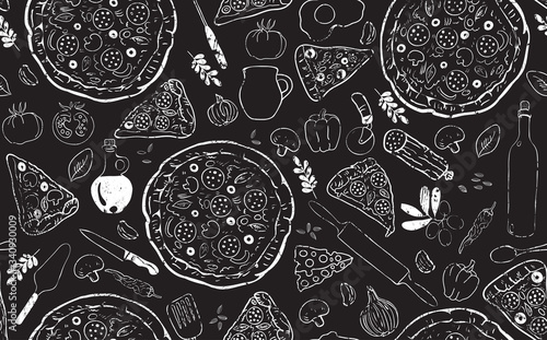 Pizza seamless pattern.