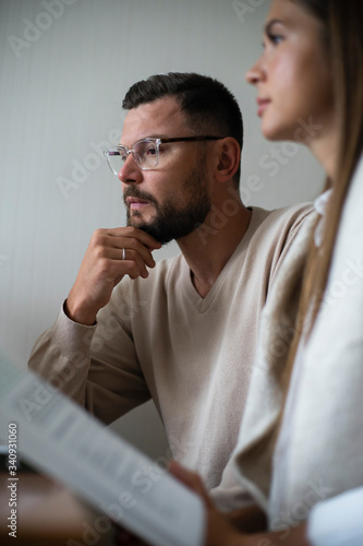 caucasian couple during consultation with doctor