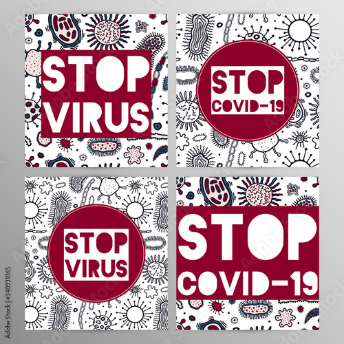 Coronovirus infection COVID-19 alert poster. 20th century pandemic,transmitted by airborne droplets.