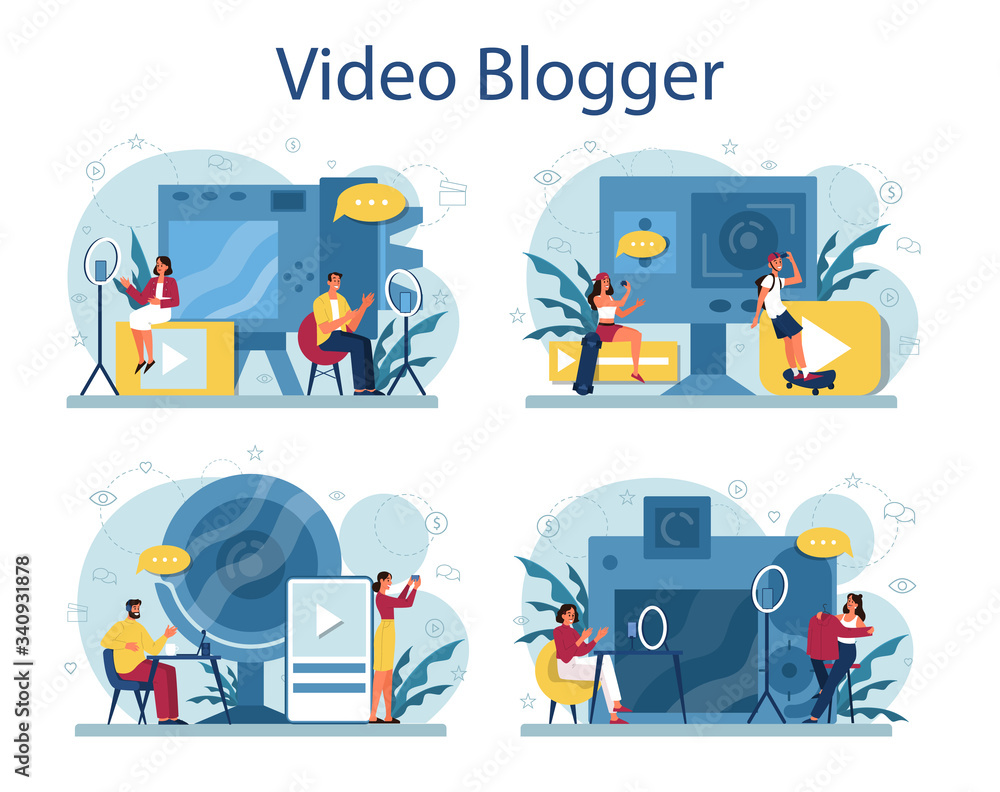 Video blogger concept illustration. Share content in the internet
