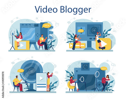 Video blogger concept illustration. Share content in the internet