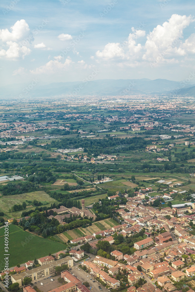 Aerial of the Tuscany countryside near to Florence, Italy.