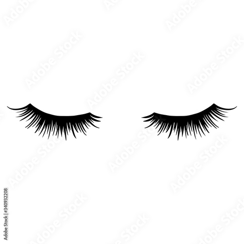 Long black lashes vector illustration. Beautiful Eyelashes isolated on white