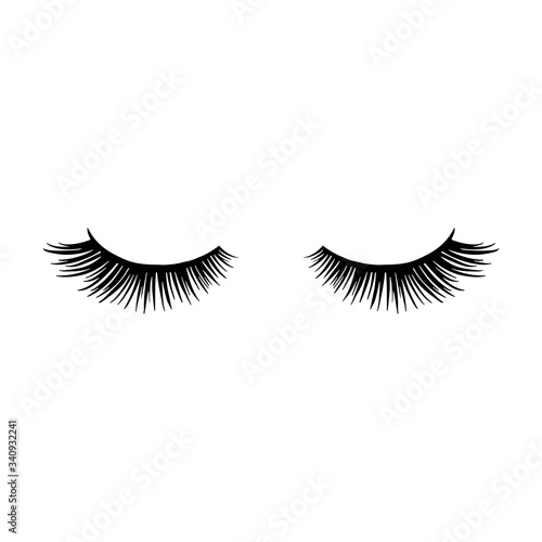 Long black lashes vector illustration. Beautiful Eyelashes isolated on white