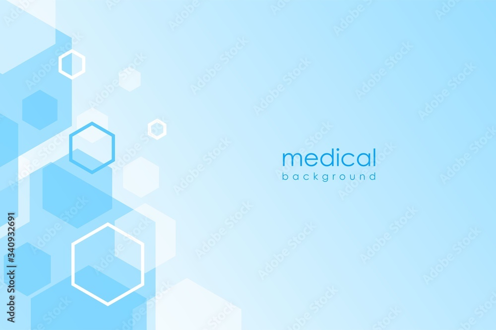 Fototapeta premium Abstract Soft Blue White Medical Hexagonal Background Design Template Vector