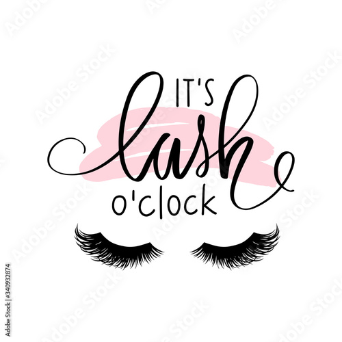 Hand sketched Lashes quote. Closed eyes. Stylish vector makeup drawing.